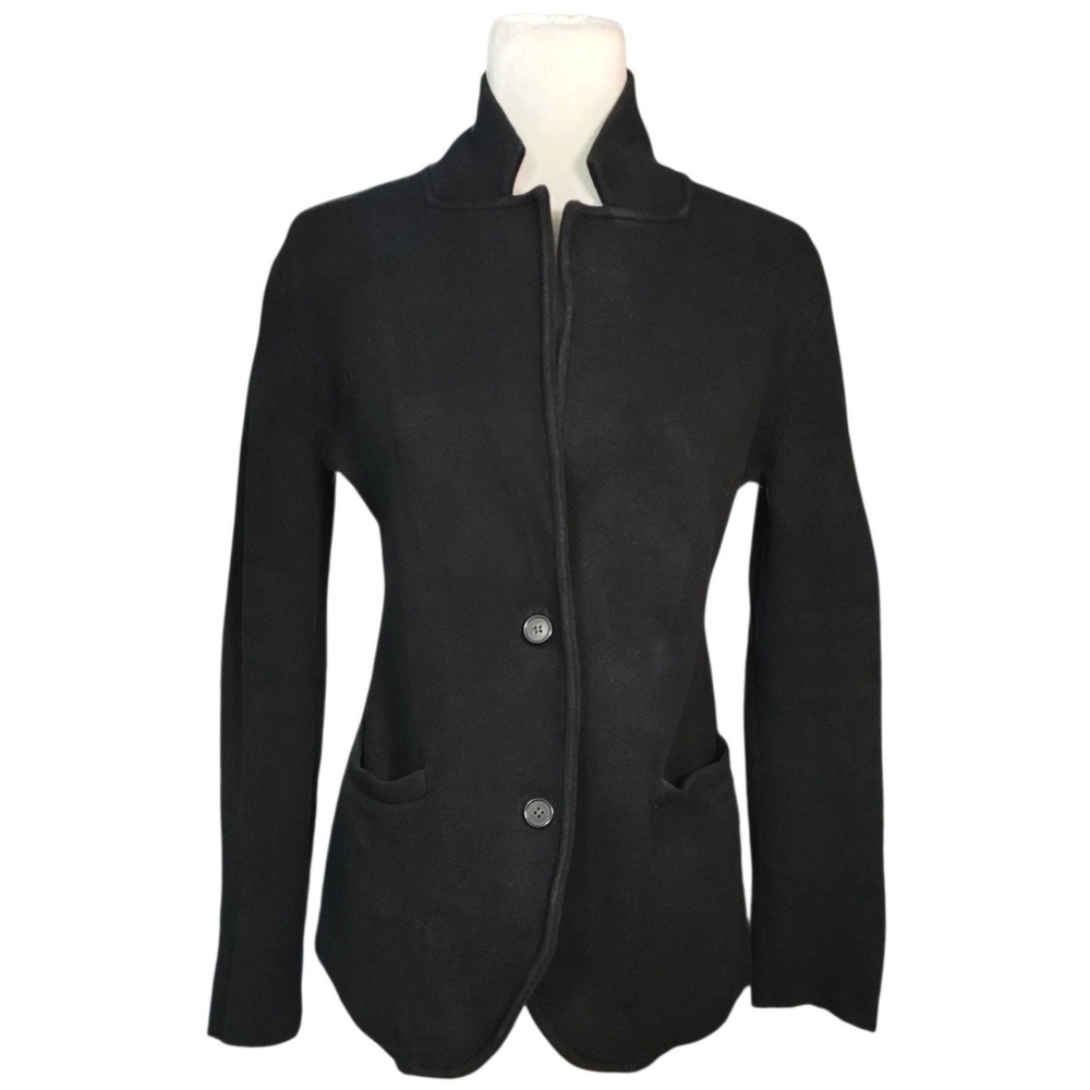 J. Crew Black 100% Cotton Sweater Blazer Cardigan Jacket Corporate Goth Small